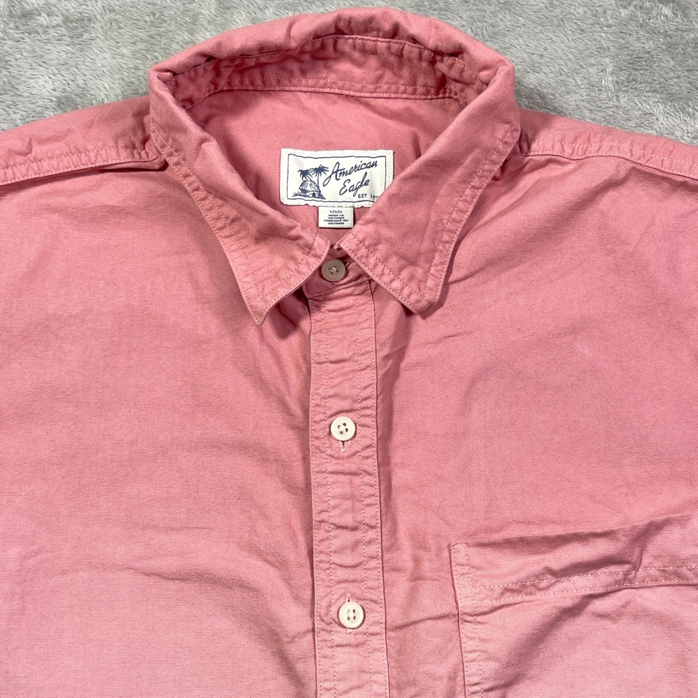 American Eagle Outfitters Men's Large Button Down Short Sleeve Shirt Pink Ombre